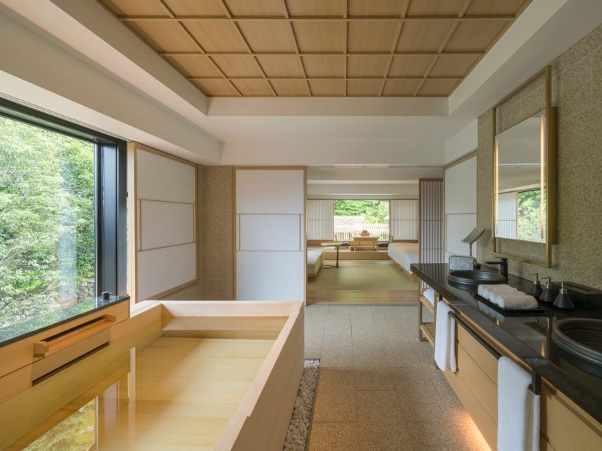 Bathroom of suite in Banyan Tree Higashiyama Kyoto