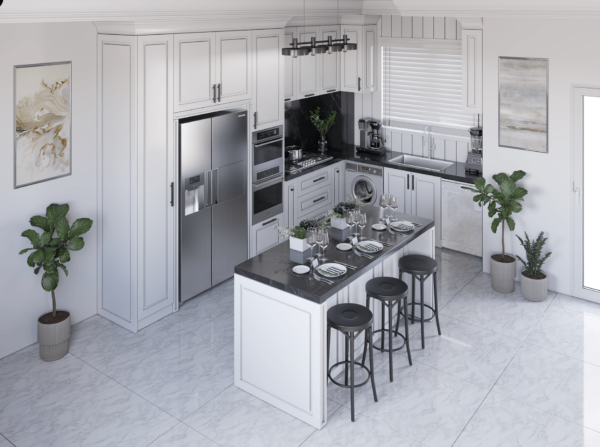 neo classic kitchen in black white