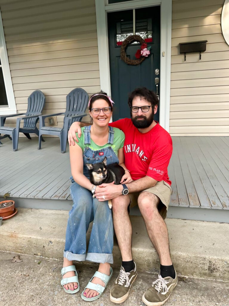Newlyweds at their new home.