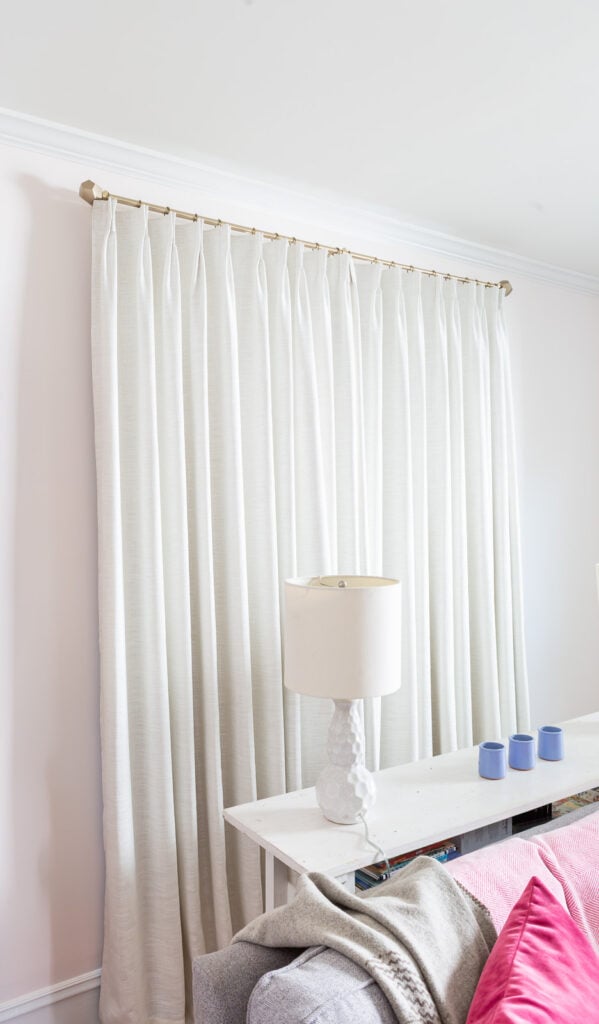 Twopages Ready Made Liz Linen Drapery Pinch Pleat with Blackout Lining: Size 52W x 96L. Color: Ivory White 1908-2 closed on widow